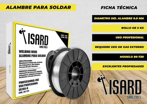 Alambre Mig P/ Soldar Con Gas 5kg 0.8 Isard