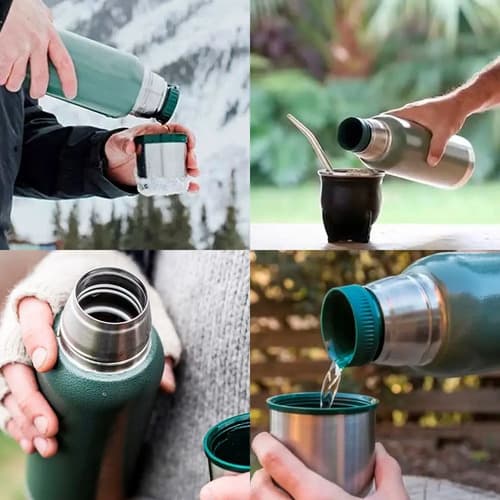 Termo 1 L Acero Inoxidable Tapón Cebador Color Verde