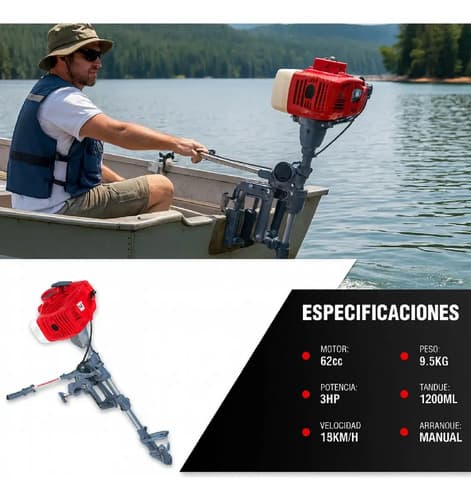 Motor Fuera De Borda 62cc, 3hp, 2t, Hessen. Hnt