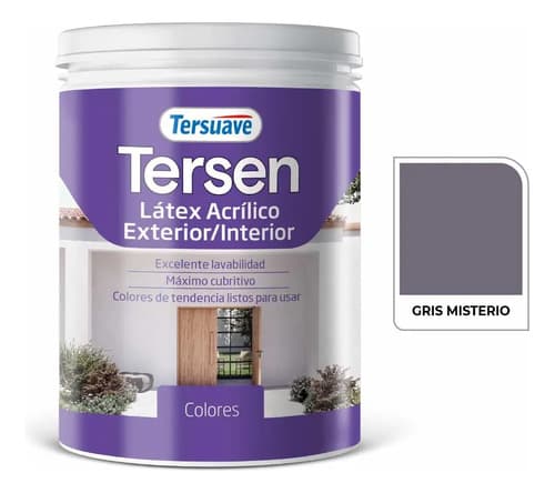 Pintura Latex Interior Tersuave Tersen Colores Mate Antihongo X 1 Litro Color Gris Misterio