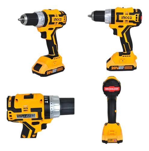 Taladro Inalámbrico Impacto 20v Ingco Brushless 1/2 Pulgadas Amarillo