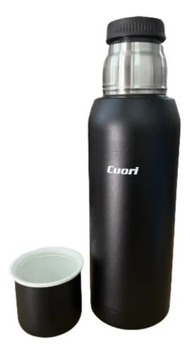 Termo Cuori 1l Acero Inoxidable Recubierto Tapón Cebador Color Negro
