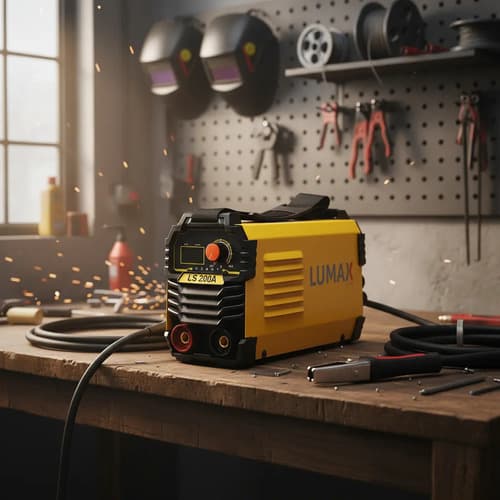 Soldadora Inverter Lumax 200amp Display Digital + Color Amarillo