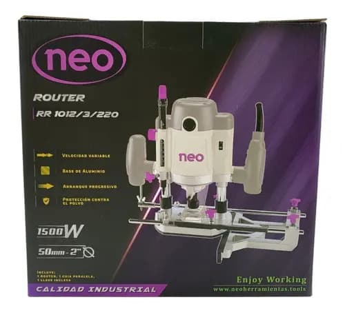 Router Fresadora 1/4 -1/2 Pulgadas - 1500 W Neo Rr1012/3/220