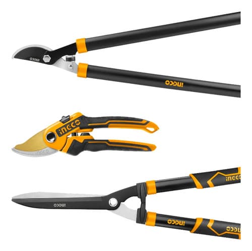 Set De Tijeras De Podar Corte Jardin 3 Piezas Ingco Color Amarillo