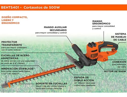 Cortacerco Eléctrico Black Decker Behts401 56cm 500w - Rex