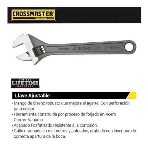 Llave Francesa Inglesa Fosfatada Ajustable 6 Crossmaster