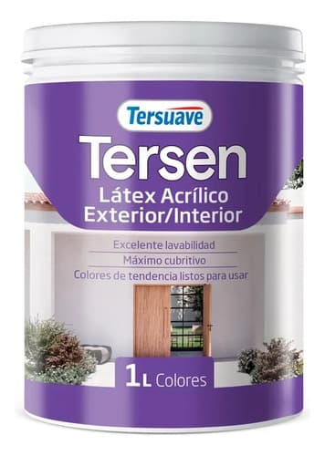Látex Tersen Colores X 1 Lt Byw Acabado Mate Color Verde Energía