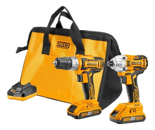 Kit Taladro Inalámbrico + Destornillador Impacto Ingco Amarillo 50/60hz