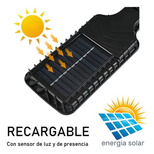 Luz Exterior Solar 65w Led Con Sensor De Movimiento Y Control Remoto Negro