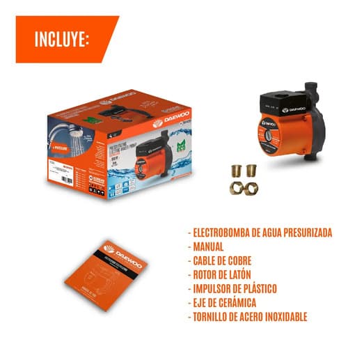 Bomba Presurizadora Daewoo 100w Eleva 9m Press 10bar 1.5m3/h