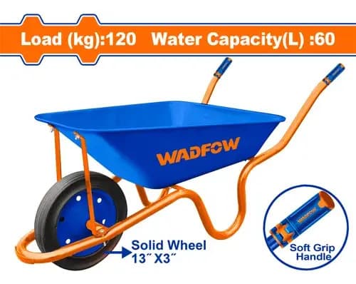 Carretilla 120kg 65lt Rueda Solida Wwb3f02 Wadfow Azul