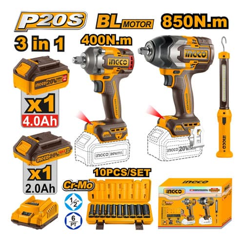 Combo 2 Llave De Impacto+linterna+2 Bat Y Mas Cosli2411 -smf Color Naranja Claro Frecuencia 50/60hz