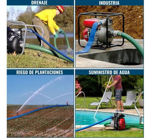 Manguera Plana Motobomba Pvc 4 Bar Riego Layflat 2 Pulgadas 50mts Azul Gac-101159 Gaccoa
