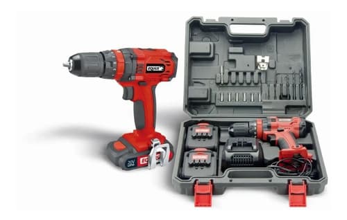 Taladro Atornillador Inalambrico Equus 1009ft 20v 2 Bateria Litio Maletin Color Rojo