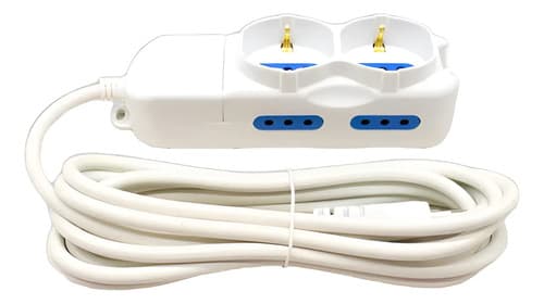 Zapatilla Alargue Led Life Con 2 Tomas Schuko Y Cable De 3m Blanco