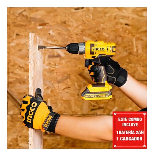 Taladro Atornillador Inalámbrico 20v Extensor Dado Puntas Color Marrón Frecuencia 60 Ingco Cdli200518 Hbrd-full-set