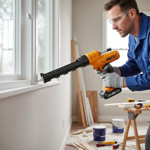 Pistola A Bateria 20v Aplicar Silicona En Pomo Ingco Ccgli20 Naranja