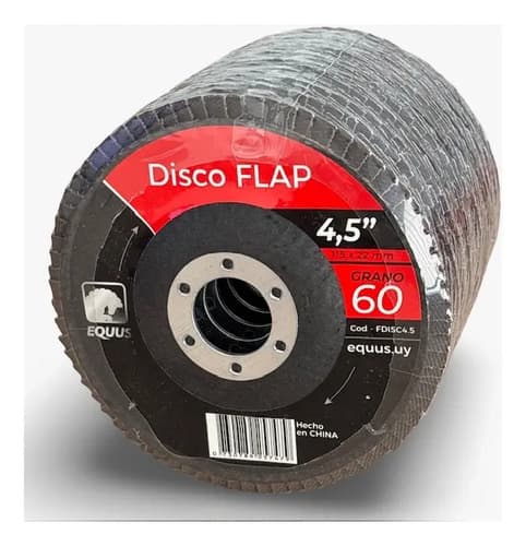 Disco Flap 4,5 Grano 60 Equus Pack De 10 Unidades Negro
