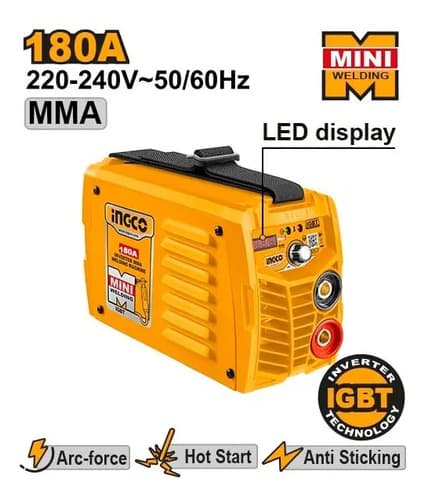 Soldadora Inverter 180amp Mma New Ingco Ing-mma18058 Naranja Claro