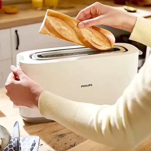 Philips Hd2590/00 Tostadora Pan Frances Y Lactal 7 Niveles Color Blanco
