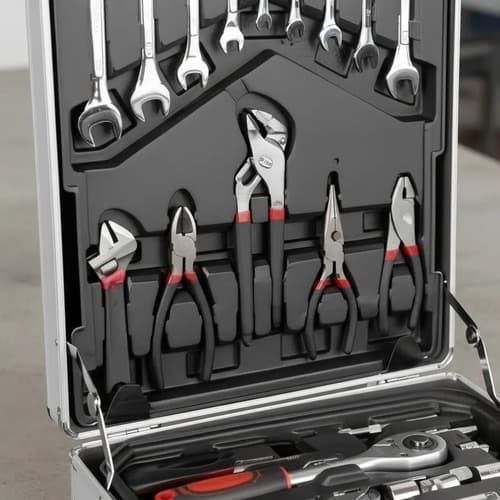 Caja De Herramientas Tipo Maleta 4 Estantes 450 Piezas Gris