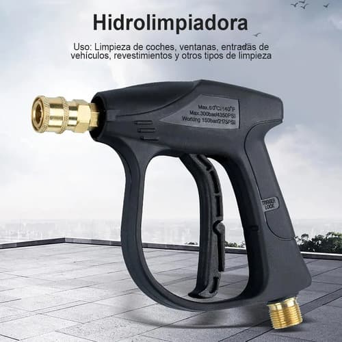 Pistola Para Hidrolavadora Yataia Con 5 Boquillas Y Conector Rápido M22 Negro