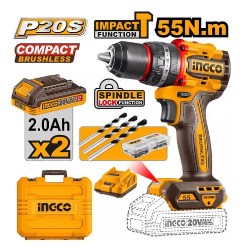 Atornillador Percutor Compact P20s Ingco Cidli20558 Valija Naranja Claro