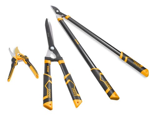 Set De Tijeras De Podar Corte Jardin 3 Piezas Ingco Color Amarillo