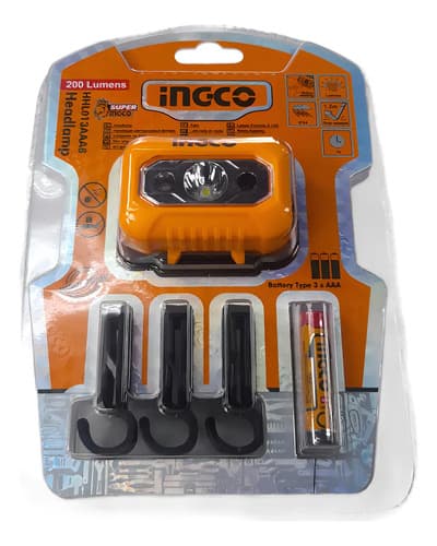Linterna Vincha Led Ingco 100/200 Lumens Alcance 91 Mts Blanco Amarillo