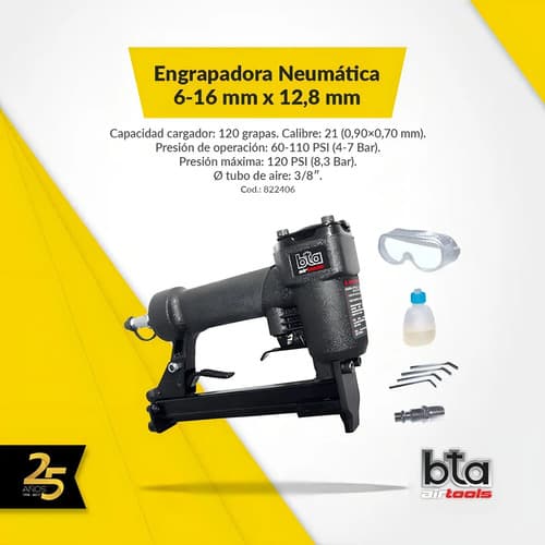 Engrampadora Neumática Bta 822406 Para Madera Y Enchapado 6-16mm