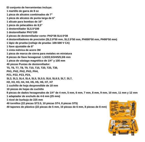 Set De 168 Herramientas De Mano En Valija Plastica Ingco - H Color Naranja