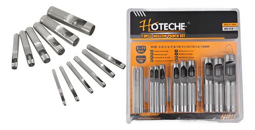 Sacabocados Punzón 12pz 3-19m Golpe Cuero Artesanía Hoteche