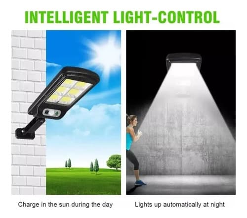 3 Lamparas Luz Foco Solar 240 Led Exterior Con Sensor Negro