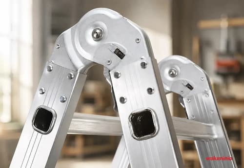 Escalera Multipropósito Aluminio Plegable 4.5m 16 Peldaños 150kg Waluminio Plateado