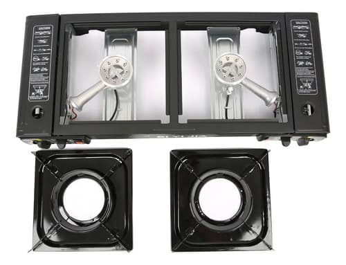Anafe Camping Doble Cocina Portatil 2 Hornallas Gas Propano Butano O Garrafa Imback