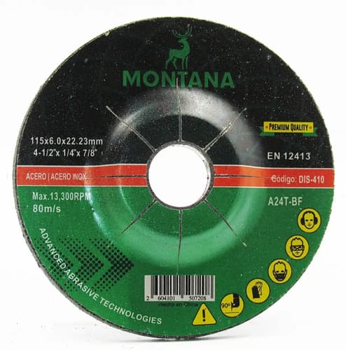 Disco Desbaste 4'' Metal Montana 115x6.0mm 5 Unidades Verde