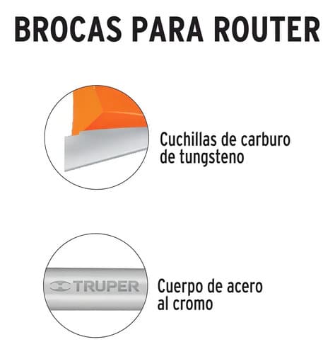 Truper Brou-r2-3/4, Broca Para Router, Recta 2 Filos, 3/4