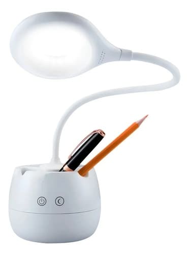 Lámpara Flexible Led Usb Todo Todo Escritorio Con Portalápices Blanco