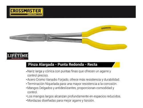 Pinza Alargada Punta Redonda Recta Crossmaster 280 Mm