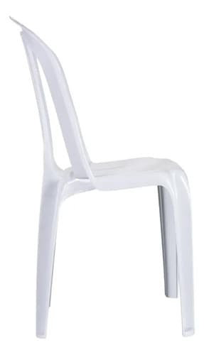 Silla Plástico Apilable Tushop Exterior Blanco Hueso Respaldo Alto