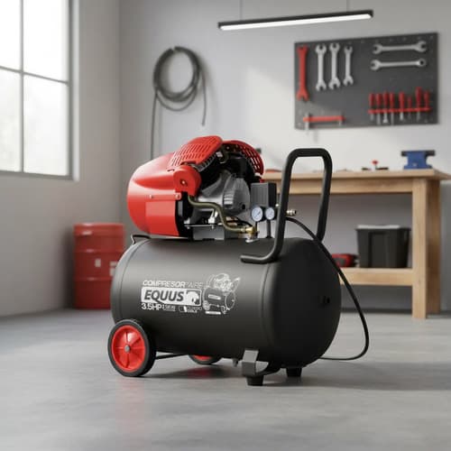 Compresor Monofásico 3.5 Hp 100l Equus Con Doble Cilindro 40 Azul 50 Monofásica