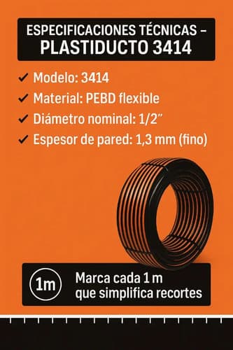 Caño De Riego Negro Plastiducto Manguesur 1/2 Modelo 3414 50m Pared Fina