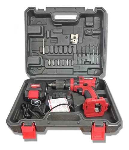 Taladro Atornillador Inalámbrico 20v Equus Con Percutor Rojo