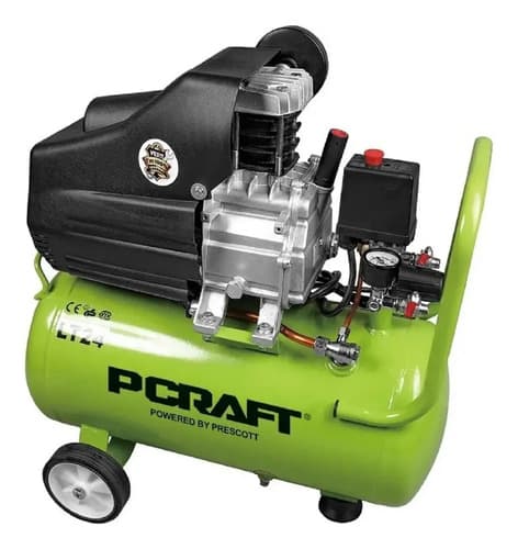 Compresor De Aire Pcraft Prescott 24lt 2 Hp Electrico Verde 50 Hz Monofásica