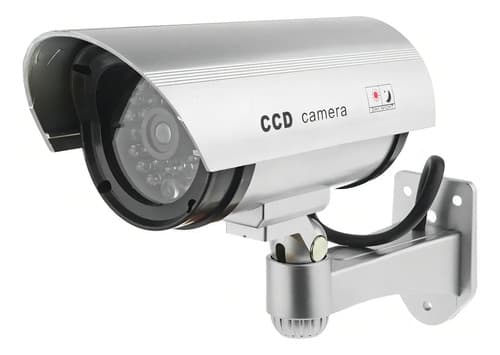 Cámara De Seguridad Falsa Uniquexceptional Exterior Led Infrarrojo Metal Color Silver