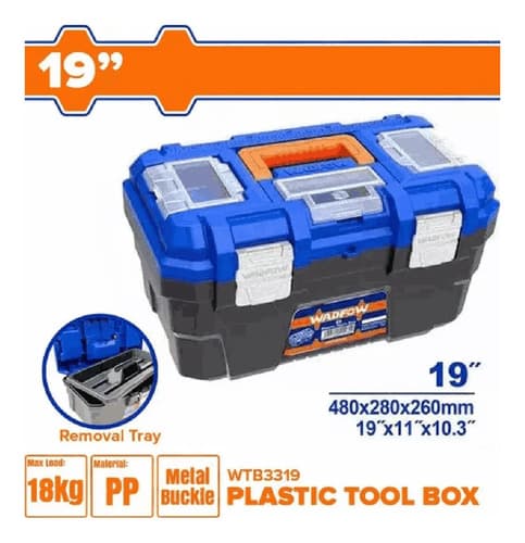 Caja Herramientas 19 Broches Metal Bandeja Wadfow Wtb3319 Color Azul Y Negro Azul/negro