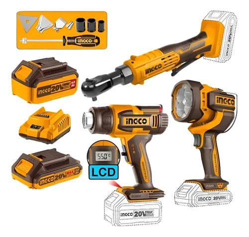 Kit Ingco Llave Crique + Pistola Calor + Lint Cosli241196