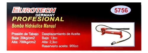 Bomba Hidraulica Manual Presion 20-700 Kg. | Eurotech