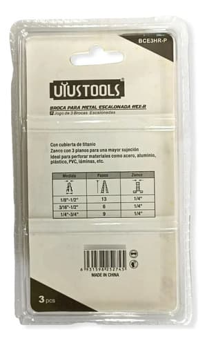 Broca Escalonada Juego 3pc Titanio Bce3hr-p Uyustools